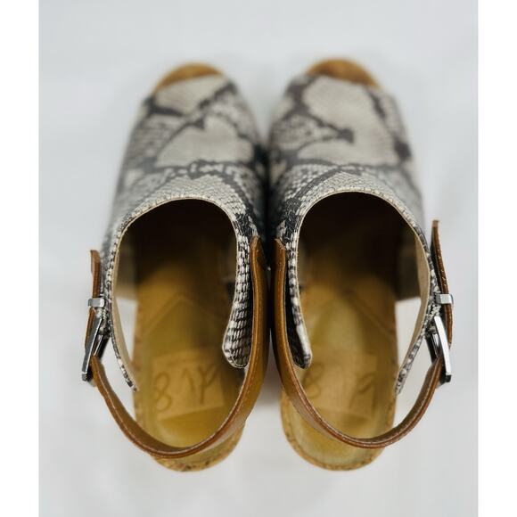 Dolce Vita dv8 Sandals Sz-7 Gray Snake Print Cork Wedge Strap Buckle Trendy - Picture 4 of 16